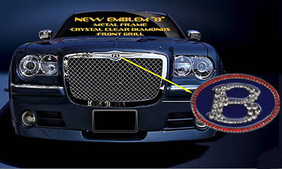 CHRYSLER 300C Bentley B CHROME metal/enamel GRILL BADGE 2005 TO 2010 