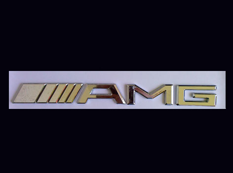 Chrome AMG Badge With Matte Finish For Mercedes W205 C-Class – Front (V6 Auto Parts)